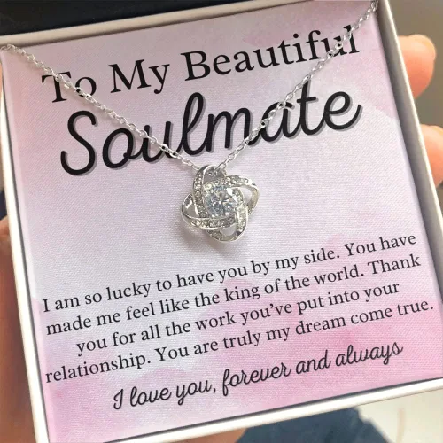 Vista 4 de to My Soulmate Love Knot Necklace - My Lovely Wife, Gifts for Girlfriend, Romantic Gifts for Her from Husband to Wife, Valentine's Day, for Wife WF6