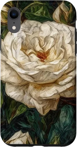 Vista 24 de iPhone 16 Van Gogh Art White Flower White Roses Case