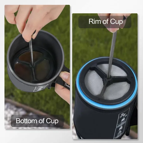 Vista 5 de Paquete de 2 cafeteras de prensa francesa de silicona compatibles con estufas de camping Jetboil Flash, cafetera de prensa francesa para estufas