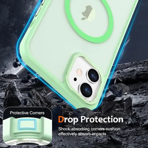 Vista 630 de Anuck - Funda magnética para iPhone 11 compatible con MagSafe, carcasa trasera mate translúcida dura, borde de TPU, delgada, resistente a impactos