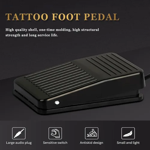 Vista 3 de LEEYUKA Pedal de pie de tatuaje - Pedal de pie de tatuaje de plástico Interruptor de pie redondo negro para máquina de tatuaje Fuente