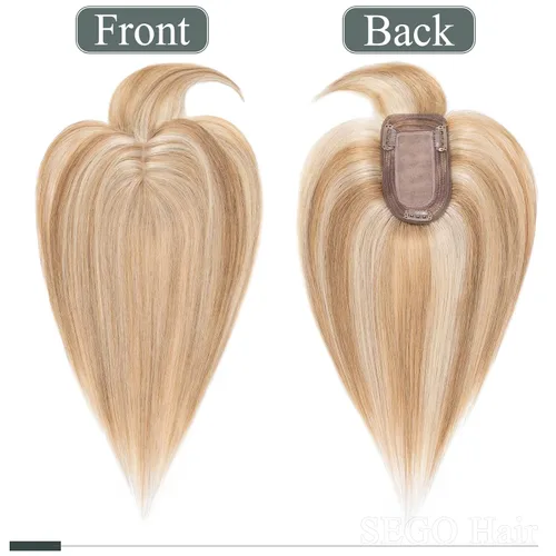 Vista 3 de SEGO Topes de cabello para mujeres de cabello humano real con cabello delgado, topes de cabello con clip frontal de 150% de densidad con base