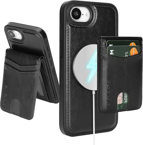 Vista 68 de SkyEagle - Funda tipo cartera compatible con MagSafe para iPhone 11, color negro Detachable Magnetic Credit Card Holder,RFID Blocking,PU