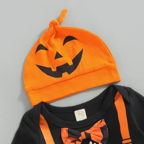 Vista 3 de Conjunto de 3 piezas de ropa de Halloween para recién nacidos, ropa de Halloween para bebé niño y niña