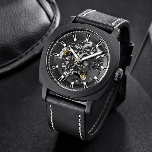 Vista 8 de BENYAR Mens Automatic Mechanical Watch Skeleton Dress Watch for Men Negro