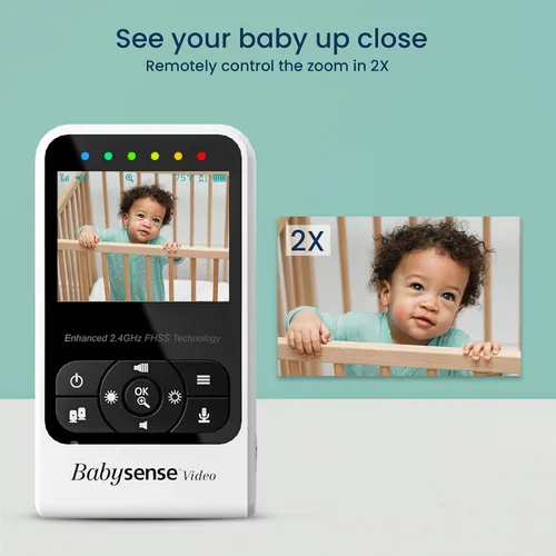 Vista 6 de Babysense - Monitor de video para bebé con cámara digital, monitor sin interferencias con visión nocturna por infrarrojos, comunicación de dos vías