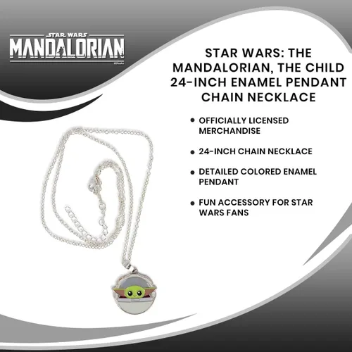 Vista 6 de Star Wars The Mandalorian, The Child - Collar de cadena con colgante de esmalte de 24 pulgadas