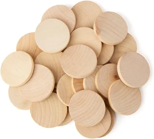 Vista 2 de Factory Direct Craft Recortes de disco redondo de madera sin terminar, paquete de 100 círculos de madera en blanco de níquel