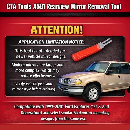 Vista 2 de CTA Tools Herramienta de extracción de espejo retrovisor A581: Herramienta de liberación de clip de espejo interior, compatible con Ford Explorer