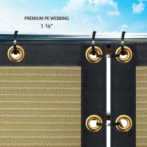 Vista 2 de Houssity Beige Panel de Pantalla de Privacidad para Valla de Balcón Terraza de 4' x 1' Cubierta de Tela de Sombra para Valla de Eslabones de Cadena