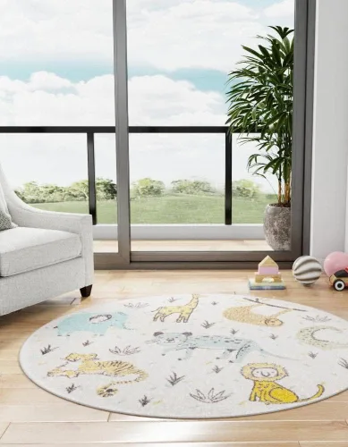 Vista 5 de Unique Loom Whimsy Kids Collection - Alfombra de área con animales (rectangular, 2 pies 2 pulgadas x 2 pies 11 pulgadas, marfil/negro)