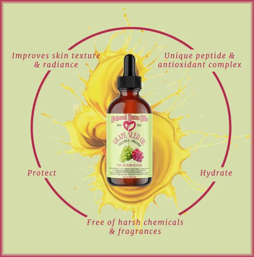 Vista 4 de Aceite de semilla de uva, 16oz, Orgánico, Prensado en frío, Denso en nutrientes, Nutrición profunda de la piel, Revitalización del cabello, Natural