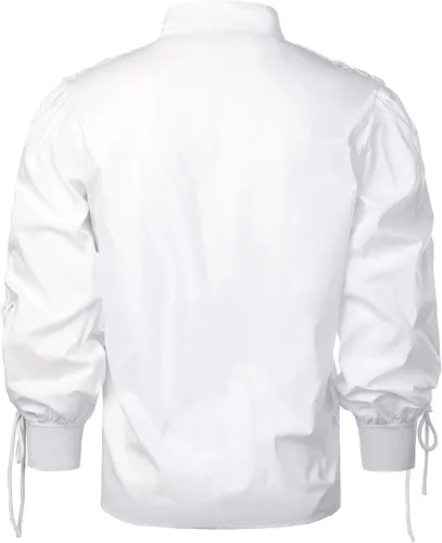 Vista 3 de VATPAVE Camisas renacentistas para hombre, camisetas góticas de pirata para cosplay