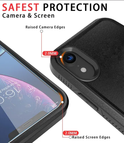 Vista 3 de Diverbox Funda para iPhone XR [Protector de Pantalla de Vidrio Templado] [A Prueba de Golpes] [A Prueba de Caídas] Funda de Teléfono de Protección