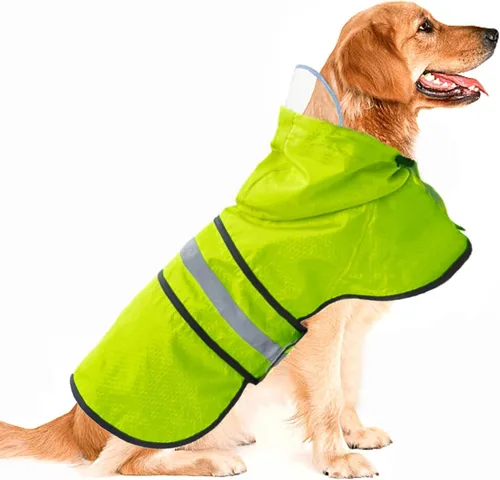 Vista 30 de Impermeable para Perros Resistente al Agua Reflectante - Poncho Ligero Transpirable con Capucha Abrigo Chaqueta de Lluvia con Correa Ajustable