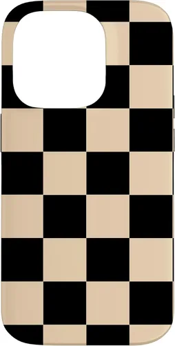 Vista 17 de Funda neutra clásica minimalista con patrón beige a cuadros para iPhone 17