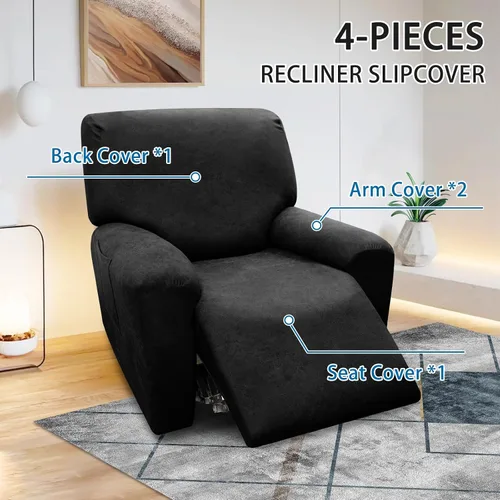 Vista 80 de Fundas para Sillón de 2 Piezas con Cojín en T, Fundas de Aspecto de Cuero para Sofá, Fundas para Sillas, Protector de Muebles Elástico, Funda