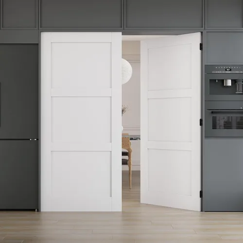 Vista 29 de WINSTELLAR - 1 panel estilo coctelera de 18 x 80 pulgadas, losa blanca imprimada para puerta interior de núcleo sólido, puerta de dormitorio