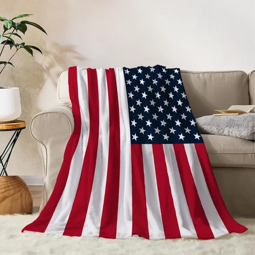 Vista 21 de YeeJu Manta de bandera estadounidense para bebé, patriótica para el 4 de julio, Día de los Caídos, 4 de julio, manta de forro polar para niños