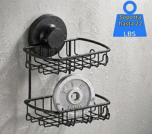 Vista 4 de Jabonera para ducha, potente sistema de vacío, resistente al óxido, 304, soporte para esponjas de cesta de acero inoxidable con ganchos de afeitar