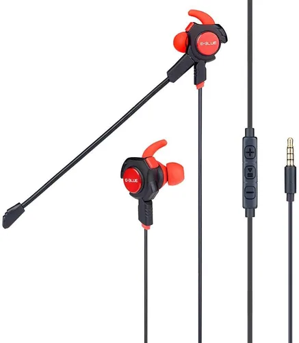 Vista 3 de Auriculares de gaming con cable con micrófono desmontable, E-3LUE 0.138in Hifi auricular de juego en la oreja, cancelación de ruido estéreo graves