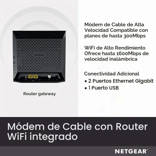 Vista 2 de Modem router con cable, de Netgear, Nighthawk AC1900 (24 x 8) DOCSIS 3.0, ideal para Xfinity Internet y Voice (C7100V)