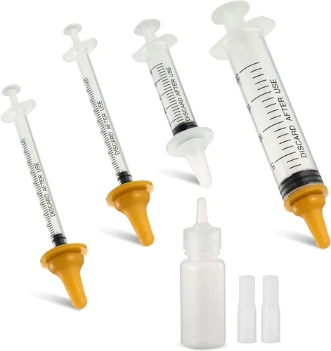 Vista 3 de Zubebe Kit de tubo de alimentación para cachorros, 15 piezas, incluye biberón, pezones, jeringas de enfermería, dispensador de píldoras, 0.3 fl oz
