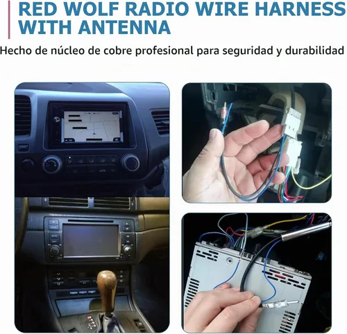 Vista 2 de RED WOLF Arnés de cable estéreo para radio de vehículo con adaptador de conector de antena compatible con Honda Fit 2007-2008 Civic 2006-2011