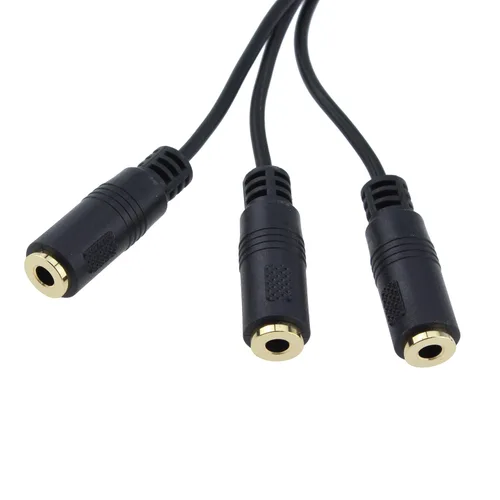 Vista 4 de 2 divisor de audio 1M/3F, chapado en oro de 1 pie TRRS macho de 0.138 in a conector estéreo hembra de 0.118 x 0.138 in 1 entrada 3 salidas divisor