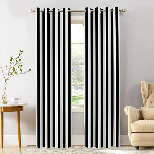 Vista 39 de Shrahala Cortinas republicanas de elefante americano para ventanas de cocina, paneles de cortina de ventana de poliéster multicapa con rayas rojas