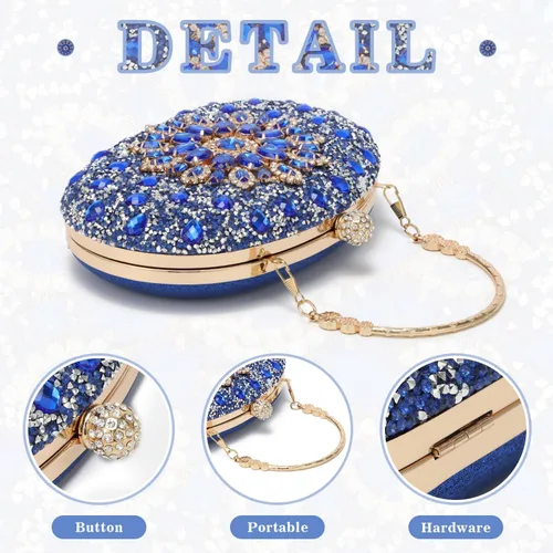 Vista 3 de Bolso de mano de noche con diamantes de imitación para mujer, bolsa de mano con diamantes brillantes y brillantes, bolsa de fiesta de boda de cristal