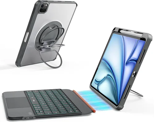 Vista 12 de WIWU - Funda con teclado para iPad Pro de 11 pulgadas, M5/M4 2025/2024 con soporte giratorio de 360°, color negro