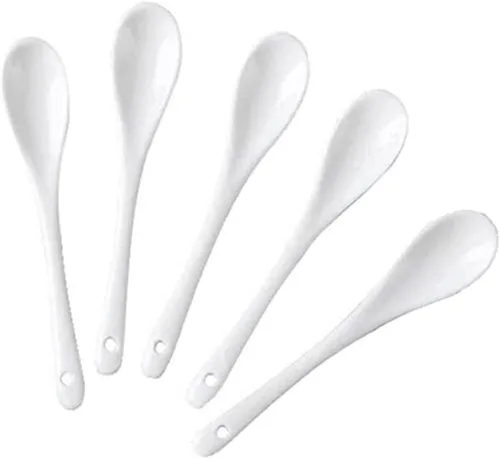Vista 3 de Misaso Cucharas de huevo de porcelana blanca, cucharas de cerámica, cuchara de café, cuchara de postre cuchara de servir