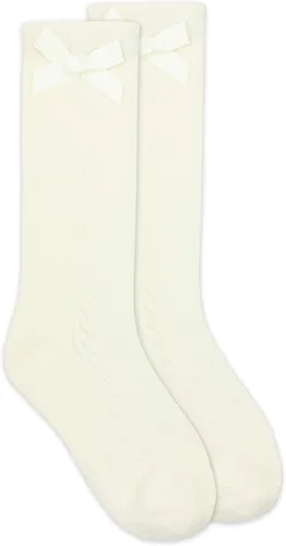 Vista 6 de Jefferies Socks Calcetines hasta la rodilla con lazo Pointelle para niña, 1 paquete Blanco