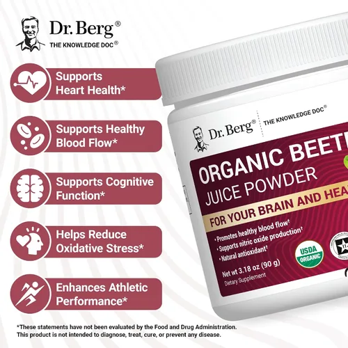 Vista 7 de Dr. Berg Polvo de Remolacha Orgánica Cruda de Raíces de Remolacha Reales Cultivadas en la Tierra – Polvo de Raíz de Remolacha Orgánica Certificado