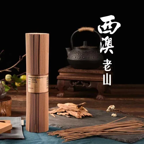 Vista 3 de Incienso de sándalo [Pure S. Australian Sandalwood #9362] 8" (205mm) - 40 min Tiempo de combustión por Fushan Kodo Incienso artesanal
