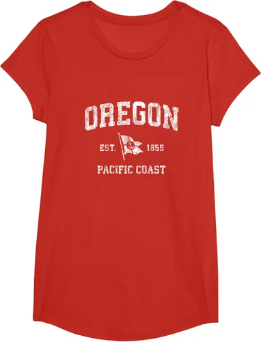 Vista 65 de Oregon Vintage barco ancla bandera diseño de West Coast Retro Tee, hombre S, Arándano
