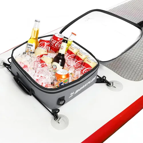 Vista 13 de MORXPLOR Bolsa térmica impermeable de PVC para paddleboard, 12 latas, enfriador aislado suave para paddleboard, camping, kayak