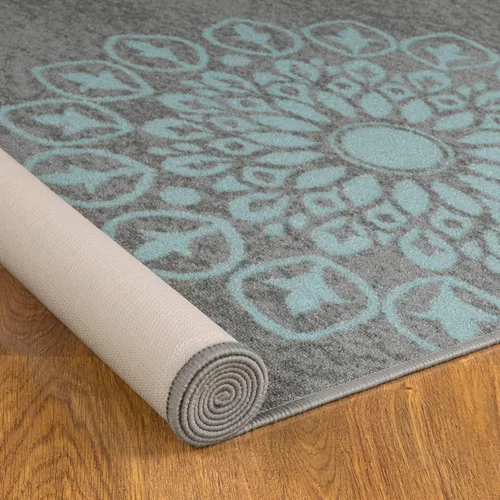 Vista 4 de Antep Rugs - Alfombra moderna, con diseño floral y antideslizante (no se desliza), de perfil bajo con parte trasera de goma, alfombra de área