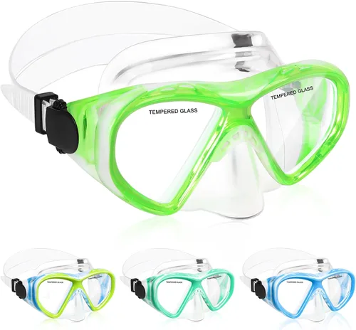 Vista 27 de ACQCES Gafas de natación para niños, máscara de buceo para niños y niñas de 5 a 15 años, gafas de natación antivaho de dos colores con cubierta