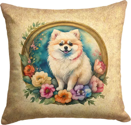 Vista 197 de Caroline's Treasures DAC2072PW1414 Affenpinscher and Flowers - Almohada decorativa de tela, lavable a máquina, para interiores y exteriores
