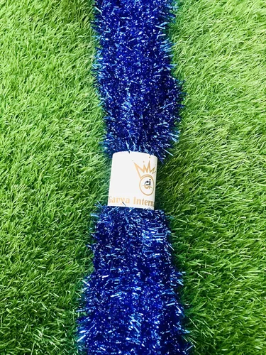 Vista 2 de Guirnalda de oropel azul de Navidad metálica de oropel con purpurina, guirnalda colgante para árbol de Navidad, decoración para barandilla