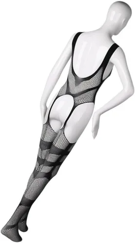Vista 4 de Body de malla transparente para hombre, color negro, Negro