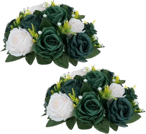 Vista 24 de NUPTIO Rosas Artificiales Negras Flores: Ramo de Flores Falsas Decoraciones de Halloween - 15 Cabezas Centros de Mesa de Rosas Artificiales con Base