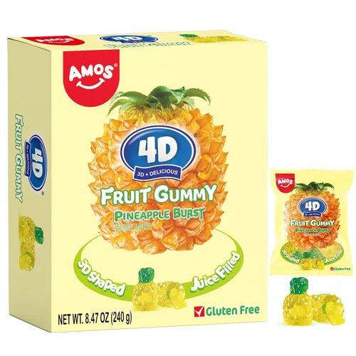 Vista 18 de Dulces de gomita 4D de sirena Amos, sabor a frambuesa azul, paquete de Navidad de 9 onzas envueltos individualmente para compartir, mini paquetes
