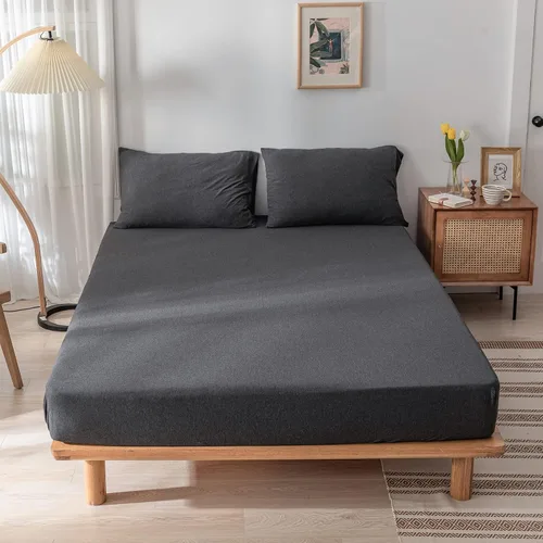 Vista 10 de DONEUS - Juego de sábanas bajeras de algodón de punto de color verde oscuro, conjunto de sábanas bajeras de 3 piezas con bolsas de 15.0 pulgadas
