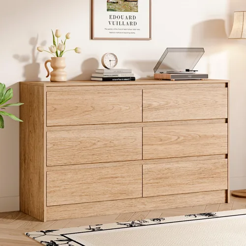 Vista 10 de Chrangmay Cómoda de 9 cajones, cómoda moderna de mediados de siglo de 63 pulgadas de ancho, cómoda de madera con 9 cajones de almacenamiento