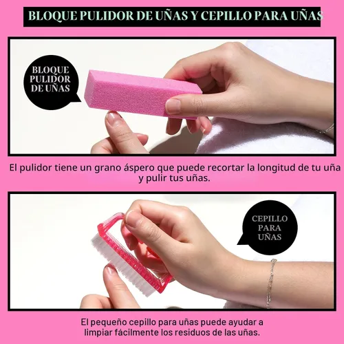 Vista 3 de FANDAMEI Kit de cuidado de uñas, limas de uñas 100/180, bloque de pulidor de uñas, pinzas de cutícula, cortador de cutícula, empujador de cutícula