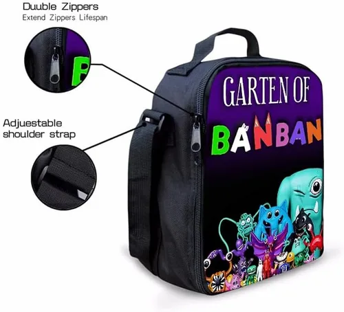 Vista 5 de Aeasecy Garten of Banban Mochila escolar con cajas de lápices y loncheras para niños, 3 piezas, mochila escolar para niños pequeños., Púrpura