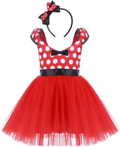 Vista 42 de IWEMEK - Maillot de ballet con diadema para niña con lunares, disfraz con diadema, leotardo
